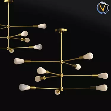 Contemporary Brass Glass Chandelier 3D model image 1 