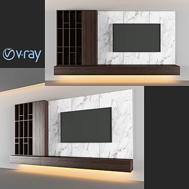 Title: Sleek TV Shelf with Archive 3D model image 1 