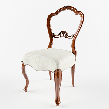 Elegant Victorian Afzelia Dining Chair 3D model image 1 