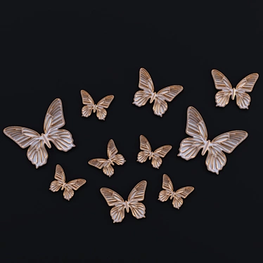 Elegant Fluttering Butterflies Metal Wall Decor 3D model image 1 