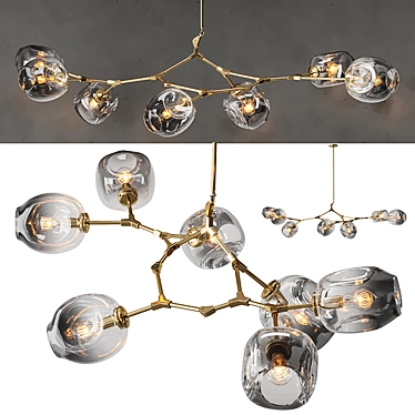 Elegant Smoke & Brass Chandelier 3D model image 1 