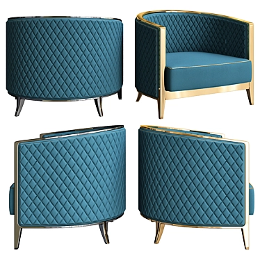 Modern Velvet Armchair - Bluemoon 3D model image 1 