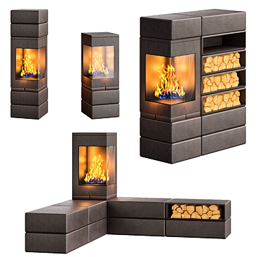 Modern Wall-Mounted Fireplace: #4 3D model image 1 