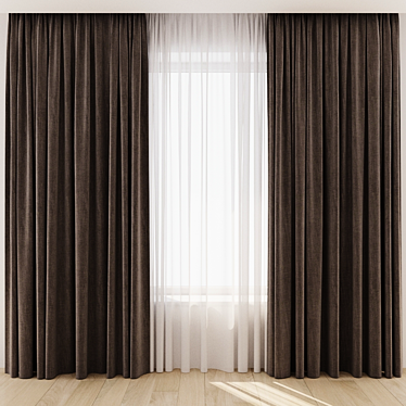 Elegant Window Drapes 3D model image 1 