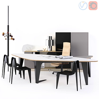 Modern Office Furniture Set 3D model image 1 