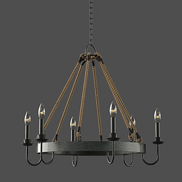 Rustic Wine Barrel Chandelier 3D model image 1 