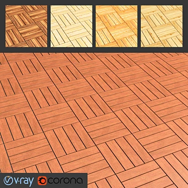 Natural Wood Outdoor Flooring 3D model image 1 