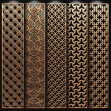 Geometric Brass Decorative Partition Set 3D model image 1 