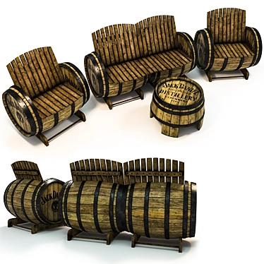 Barrel Chic 845mm Sofa Set 3D model image 1 