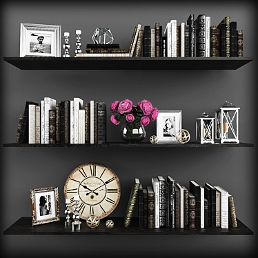 Versatile Decor Set - Shelf, Frames, Candleholders 3D model image 1 
