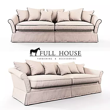 Elegant Belgian 3-Seater Sofa 3D model image 1 