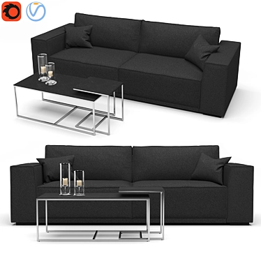 Elegant Viktor Sofa: French Seam, 3 Seat, Felt Upholstery 3D model image 1 