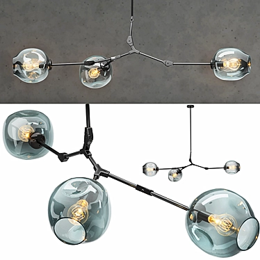 Elegant Glass and Metal Chandelier 3D model image 1 