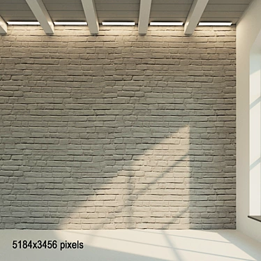 Vintage Gray Painted Brick Wall 3D model image 1 