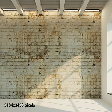 Aged White Brick Wall 3D model image 1 