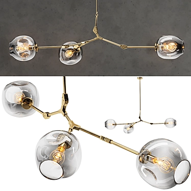 Gilded Glass Bubble Chandelier 3D model image 1 