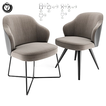Sleek Steel Swivel Dining Chairs 3D model image 1 