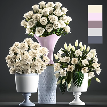 Pure Elegance: White Floral Collection 3D model image 1 