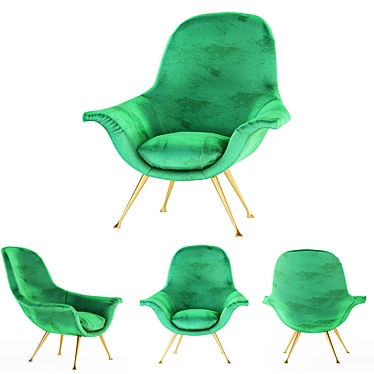 Elegant Armchair In The Emerald Green Velvet 1950s