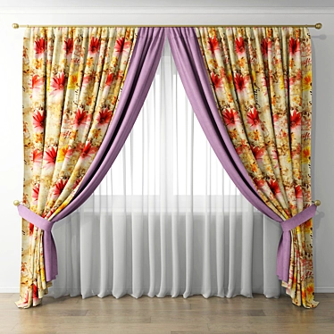 Elegant Velvet Curtain: Enhance Your Décor 3D model image 1 