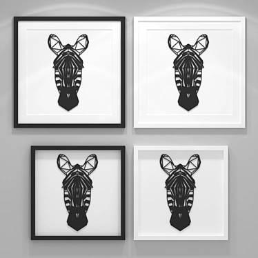 Geometric Zebra Head Frame 3D model image 1 