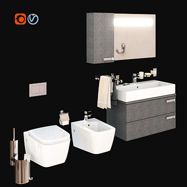 Strada Collection: Sleek and Stylish Sanitaryware 3D model image 1 