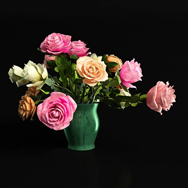 Colorful Rose Bouquet 3D model image 1 