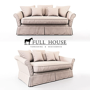 Elegant Belgian 2-Seater Sofa 3D model image 1 