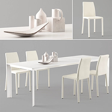 Bonaldo Kime Dining Table & Rest Up Chair Set 3D model image 1 