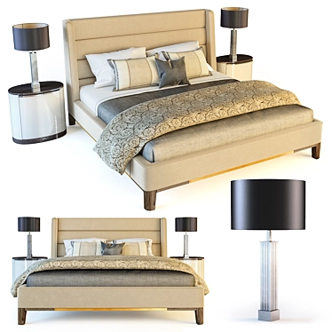 Luxury Bed Set: Dmitriy Co, Recoleta Bed with Louise Bradley Honduras Bedside and Bella Figura Table Lamp 3D model image 1 