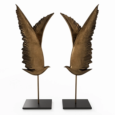 Elegant Bronze Wing Sculpture 3D model image 1 