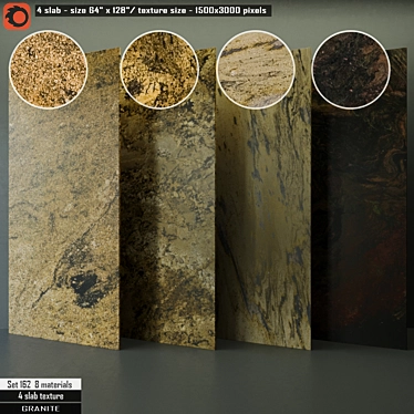 Luxury Granite Slab Set 3D model image 1 