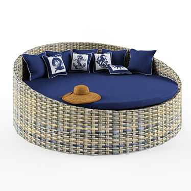 Terrasophy Braided Round Chaise Longue & Hat: Coastal Luxury 3D model image 1 