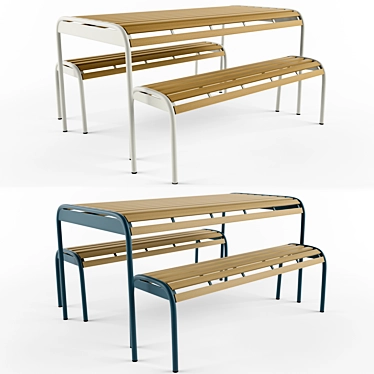 Mead Garden Outdoor Bench Set: Stylish Seating for Your Outdoor Oasis! 3D model image 1 