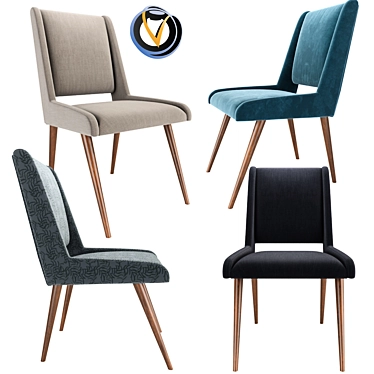 Velvet Mid Century Dining Chair 3D model image 1 