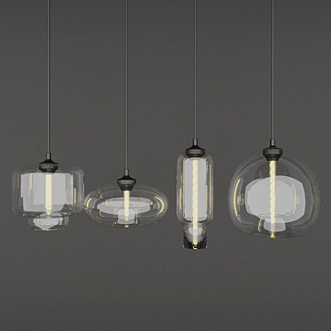 Elegant Glass Lamp Set (02) 3D model image 1 