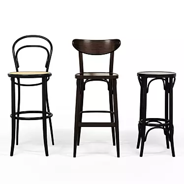 Modern TON Barstool Set 3-Piece 3D model image 1 