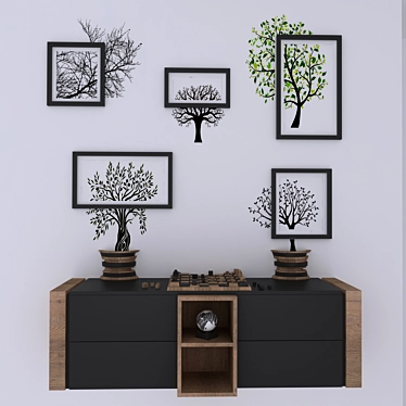 Unique Wood Hanging Wall Decor 3D model image 1 