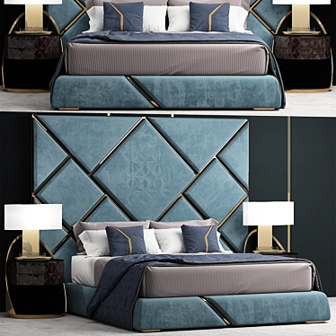 Sleek Modern Bed 3D model image 1 