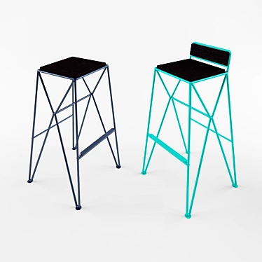 Sleek Steel Thorn Bar Stool 3D model image 1 