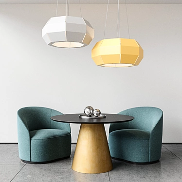Modern Euforia Lounge Chair & Cono Table | AndCosta Crystal Pendant 3D model image 1 