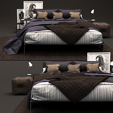 Sleek and Modern Flexform Lifesteel Bed 3D model image 1 