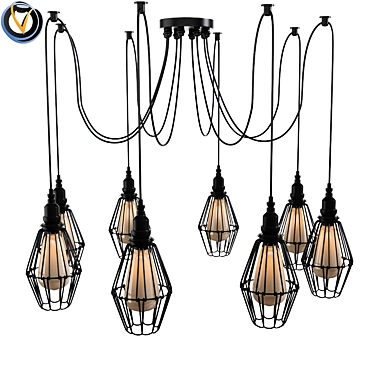 Industrial Wire Guard Pendant Light 3D model image 1 