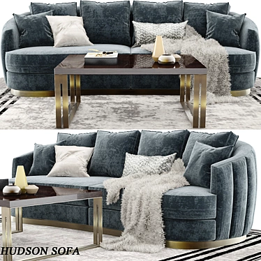 Luxury Set: Hudson Sofa & Boutique Table 3D model image 1 
