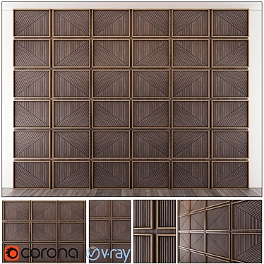 Abstract Wood Relief Wall Panel 3D model image 1 