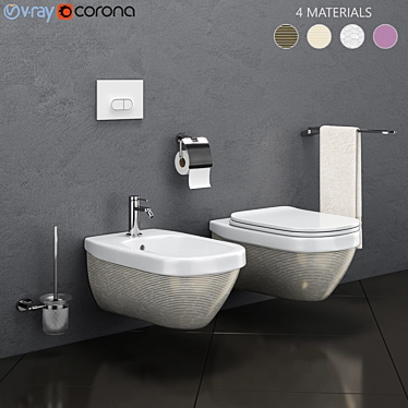 HATRIA ABITO Toilet & Bidet Set 3D model image 1 