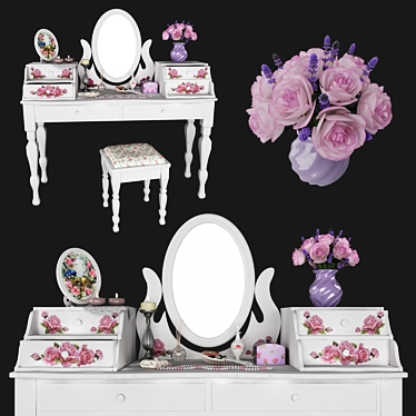 Provence Style Dressing Table Set 3D model image 1 