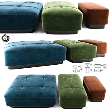 Luxury Minotti Jacques Rectangle Poufs 3D model image 1 