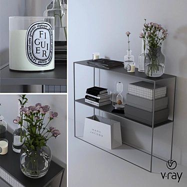 Modern Black and White Decor Set 3D model image 1 