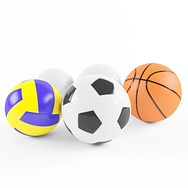 Versatile Sports Balls: Football, Basketball, Volleyball 3D model image 1 